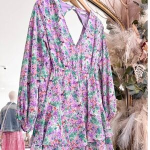 Lush Purple Floral Summer Dress